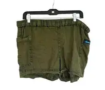 Kavu Taos Military Green Shorts Elastic 3" Size M Outdoor Cotton Pull On Hiking