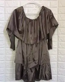 Nasty Gal pistachio green satin feel layered ruffle‎ mini women’s size 6