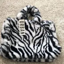 New  faux fur hand bag, 11”x13”