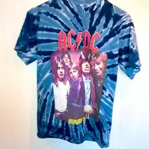 AC/DC  tie die highway to hell t-shirt in blue unisex sz S GUC