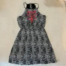 Trixxi | Halter Tie Dress | Black with Pink Design | S