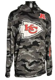 NFL  Team Apparel Grey Black White Kansas City Chiefs Long Sleeve Hoodie Size XL