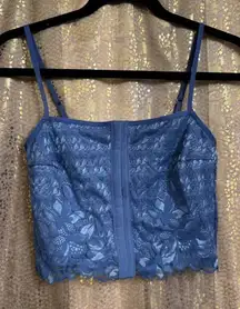 Aerie Show Off Winter Express Lace Corset Bra Top Blue Small NWOT