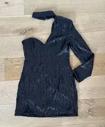 Michael Costello x Revolve - Annie Sequin Mini Dress in Black