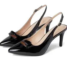 Bandolino Women's Gelli Bow Slingback Pumps- Black Patent - Size 6.5M