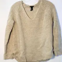 H&M V neck sweater Size M Oatmeal Wheat