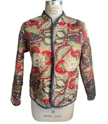 Chico's Reversible Denim and Floral Quilted Jacket - Medium