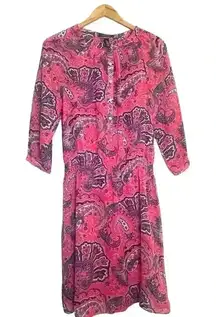 Lauren Ralph Lauren Paisley Pink Semi-Sheer Dress‎ w/ Pink Slip Dress Size 6 EUC