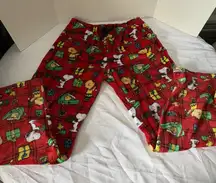 Christmas Fleece Peanuts Snoopy Pajama Pants Women Size Large