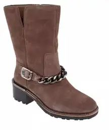 Vince Camuto Keshilla Moto Boot Women’s Brown Sable Suede Leather Ankle Boots‎