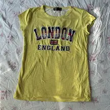 G CROWN yellow striped embroidered t shirt