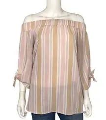 Belle Tweed Pink Off the Shoulder Top Size S