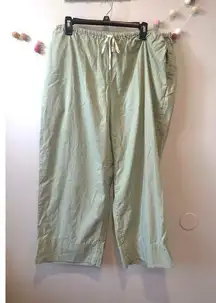 FP Free People Sage Green Linen Cropped Casual Oversized Baggy Pants