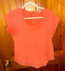 EUC Pink Rose Coral Short Sleeve Work Top, Size Small