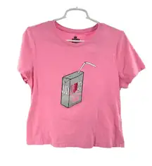 Juicy Couture pink baby tee XL juice box fitted cap sleeve retro cropped