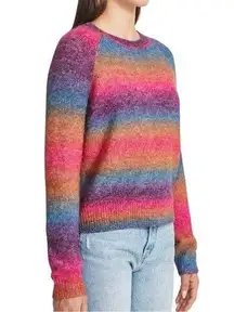 BB Dakota Steve Madden bright rainbow ombre striped fuzzy sweater size XXL