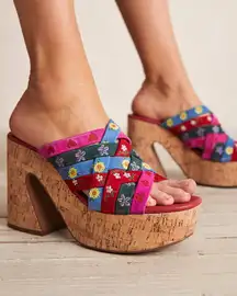 Lisbon Platform Mules  Cherry Heart Multi casual classic stylish