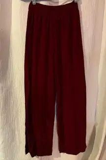 Like to Be Spoiled Dark Red Pants with Relaxed Fit and Elastic Waist