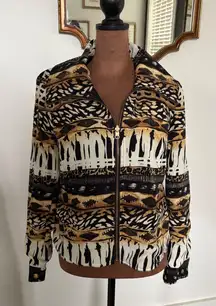 Unique Animal Print Reversible Jacket | Black Gold Zipper | Women's‎