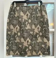 Vintage Maggy London Cream Black Victorian Pencil Skirt Sparkly Glitter Size 12