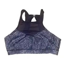 Lululemon high neck sports bra mesh black & white splatter size 10