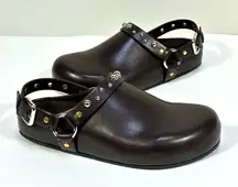 Stella McCartney Elyse Studded Slingback Clogs Eco Mat Coffee EU 40 NEW