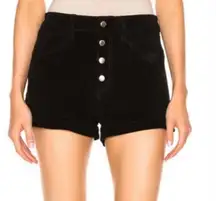Rag & Bone Lou Suede Leather Button Up Shorts High Rise Black‎ Size 26