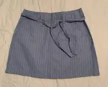 Sky and Sparrow Blue Pinstripe Mini Skirt