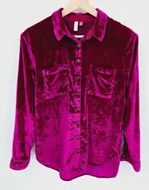 Anthropologie Pilcro Mara Pink Velvet Button Long Sleeve size 6