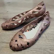 Melissa + Jason Wu Women's Rose Gold Metallic Woven Flats size 6 Designer Collab