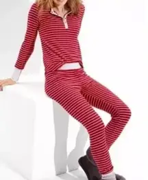 NWT American Eagle Waffle Thermal Pajama Set Red White Stripe S Christmas Gift