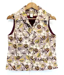 The Territory Ahead Womens 6 Corduroy‎ Vest Button Front Purple Lavender Floral