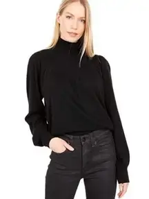 Madewell Black Shirred Balloon-Sleeve Turtleneck Sweater Women's Size XS