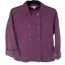 Cabi Purple Terry Topper Wing Double Breasted Button Front Jacket Size M