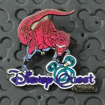 Disney parks disneyquest Virtual Jungle Cruise T-Rex Orlando Logo trading pin
