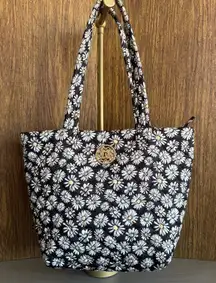 NANETTE‎ LAPORE Large Blue Quilted Daisy Print Tote Bag Errands School Work