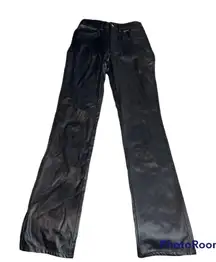 Revolve DANIELLE BERNSTEIN Croc Flare Faux Leather Pants‎ 25 Black High Waist