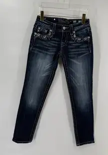 MISS ME Signature Skinny Crop  Colorful Jewel Embellished Jeans Size 25
