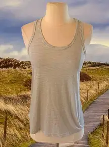 Athletic Works Workout Fitness Tank Razor Back Gray Striped XS Womens