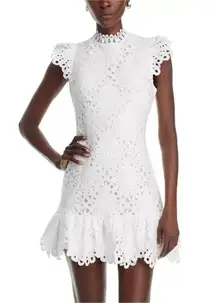 Aqua mock neck lace shift dress