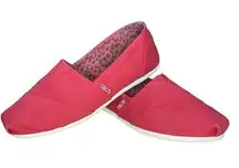 BOBS canvas slip on memory foam loafer plush-peace & Love ballet flat dark red