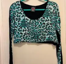 Too Fast - Jungle Fever Long-Sleeved Crop Top (M) EUC (Vintage)