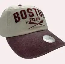 BOSTON EST.1630  Baseball Cap Hat Adjustable Beige Brown 100% Cotton