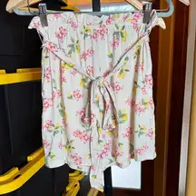 NWOT Lily Rose Linen Blend Floral Print Paper Bag Tie Shorts Size Small