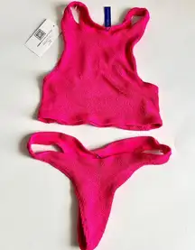 Bound by Bond-eye Sydney Crop Eco Top & Sign Brief Set Bright Pink Women's OS