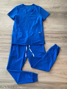 FIGS Royal Blue Casma Top Zamora Jogger Scrub Set Uniform Women's size Small