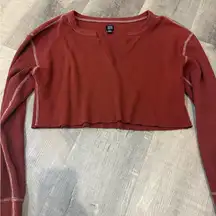BDG Urban Outfitters Cropped Waffle Knit Thermal – Rust/Terracotta (Small)