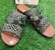 Alexandre Birman Clarita Braided Mule Flat Nappa Kiss Green Tea Sandals SZ 42