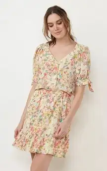 NWT Women's LC Lauren Conrad V-Neck Button Front Top and Skirt Set Floral XL