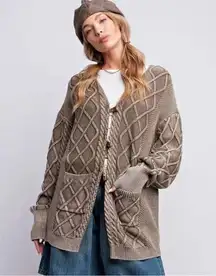 NWT Easel Cable Knit Cardigan Sweater Size S